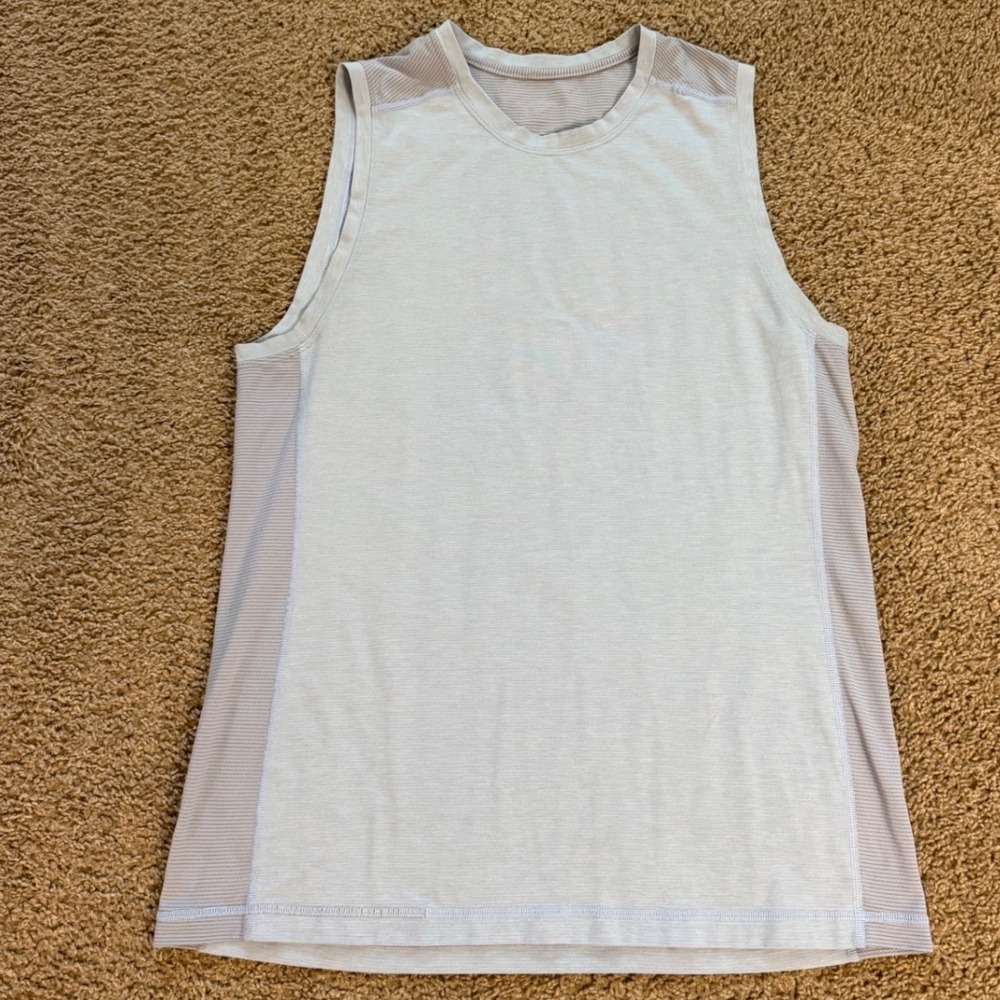 Lululemon Metal Vent Tech Sleeveless Tank Top Blue Grey Mens Training Shirt